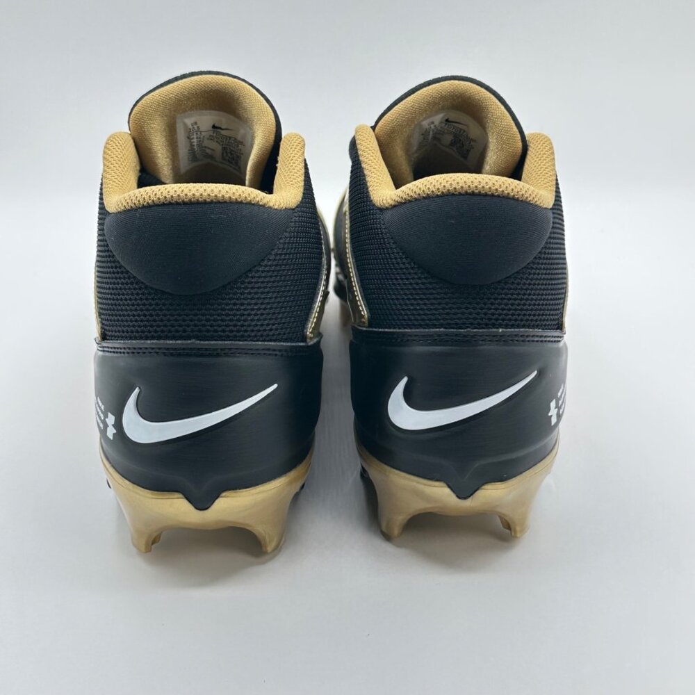Mens Nike Alpha Menace 4 Pro Football Cleats Size 10.5 Black Gold FD7037-003 NEW - Picture 4 of 8